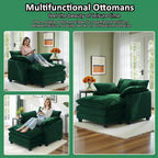 EHMKNP Fauteuil canapé Cloud confortable de 101 cm de large - Ensemble fauteuil et ottoman surdimensionnés en velours côtelé, rembourrage moelleux et assise extra-profonde pour les petits salons