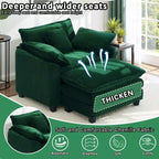 EHMKNP Fauteuil canapé Cloud confortable de 101 cm de large - Ensemble fauteuil et ottoman surdimensionnés en velours côtelé, rembourrage moelleux et assise extra-profonde pour les petits salons