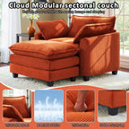EHMKNP Fauteuil canapé Cloud confortable de 101 cm de large - Ensemble fauteuil et ottoman surdimensionnés en velours côtelé, rembourrage moelleux et assise extra-profonde pour les petits salons