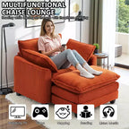 EHMKNP Fauteuil canapé Cloud confortable de 101 cm de large - Ensemble fauteuil et ottoman surdimensionnés en velours côtelé, rembourrage moelleux et assise extra-profonde pour les petits salons
