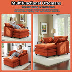 EHMKNP Fauteuil canapé Cloud confortable de 101 cm de large - Ensemble fauteuil et ottoman surdimensionnés en velours côtelé, rembourrage moelleux et assise extra-profonde pour les petits salons