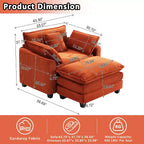 EHMKNP Fauteuil canapé Cloud confortable de 101 cm de large - Ensemble fauteuil et ottoman surdimensionnés en velours côtelé, rembourrage moelleux et assise extra-profonde pour les petits salons