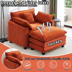 EHMKNP Fauteuil canapé Cloud confortable de 101 cm de large - Ensemble fauteuil et ottoman surdimensionnés en velours côtelé, rembourrage moelleux et assise extra-profonde pour les petits salons