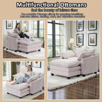 EHMKNP Fauteuil canapé Cloud confortable de 101 cm de large - Ensemble fauteuil et ottoman surdimensionnés en velours côtelé, rembourrage moelleux et assise extra-profonde pour les petits salons