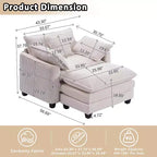 EHMKNP Fauteuil canapé Cloud confortable de 101 cm de large - Ensemble fauteuil et ottoman surdimensionnés en velours côtelé, rembourrage moelleux et assise extra-profonde pour les petits salons