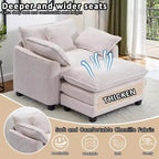 EHMKNP Fauteuil canapé Cloud confortable de 101 cm de large - Ensemble fauteuil et ottoman surdimensionnés en velours côtelé, rembourrage moelleux et assise extra-profonde pour les petits salons