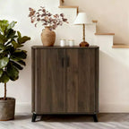 LuxenHome 31.5 W Accent Cabinet with Doors, Mid-Century Storage Cabinet for Living Room, Dining Room, Entryway, Dark Oak