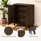Meuble d'appoint 31,5 W avec portes, meuble de rangement de style Mid-Century pour salon, salle à manger, entrée, chêne foncé