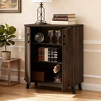 Meuble d'appoint 31,5 W avec portes, meuble de rangement de style Mid-Century pour salon, salle à manger, entrée, chêne foncé