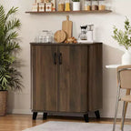 Meuble d'appoint 31,5 W avec portes, meuble de rangement de style Mid-Century pour salon, salle à manger, entrée, chêne foncé