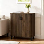 Meuble d'appoint 31,5 W avec portes, meuble de rangement de style Mid-Century pour salon, salle à manger, entrée, chêne foncé