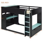 Lit mezzanine avec bureau réglable en hauteur, lumières RVB et rangement, lit gain de place pleine grandeur pour adolescents et adultes