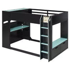 Lit mezzanine avec bureau réglable en hauteur, lumières RVB et rangement, lit gain de place pleine grandeur pour adolescents et adultes