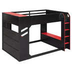 Lit mezzanine avec bureau réglable en hauteur, lumières RVB et rangement, lit gain de place pleine grandeur pour adolescents et adultes