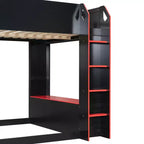 Lit mezzanine avec bureau réglable en hauteur, lumières RVB et rangement, lit gain de place pleine grandeur pour adolescents et adultes