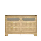 Commode de chambre à 6 tiroirs, commode double avec station de charge, commode en rotin, commode haute avec tiroirs