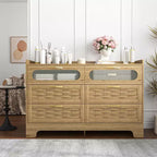 Commode de chambre à 6 tiroirs, commode double avec station de charge, commode en rotin, commode haute avec tiroirs