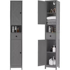 Meuble de Rangement Salle de Bain 170 cm avec 2 Étagères Réglables et 1 Tiroir, Armoire de Rangement Autonome pour Petits Espaces, Salle de Bain, Cuisine et Couloir