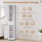 Meuble de Rangement Salle de Bain 170 cm avec 2 Étagères Réglables et 1 Tiroir, Armoire de Rangement Autonome pour Petits Espaces, Salle de Bain, Cuisine et Couloir