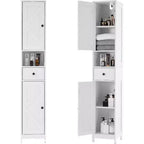 Meuble de Rangement Salle de Bain 170 cm avec 2 Étagères Réglables et 1 Tiroir, Armoire de Rangement Autonome pour Petits Espaces, Salle de Bain, Cuisine et Couloir