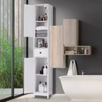 Meuble de Rangement Salle de Bain 170 cm avec 2 Étagères Réglables et 1 Tiroir, Armoire de Rangement Autonome pour Petits Espaces, Salle de Bain, Cuisine et Couloir