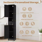 Meuble de Rangement Salle de Bain 170 cm avec 2 Étagères Réglables et 1 Tiroir, Armoire de Rangement Autonome pour Petits Espaces, Salle de Bain, Cuisine et Couloir