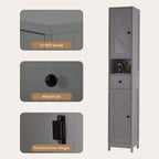 Meuble de Rangement Salle de Bain 170 cm avec 2 Étagères Réglables et 1 Tiroir, Armoire de Rangement Autonome pour Petits Espaces, Salle de Bain, Cuisine et Couloir