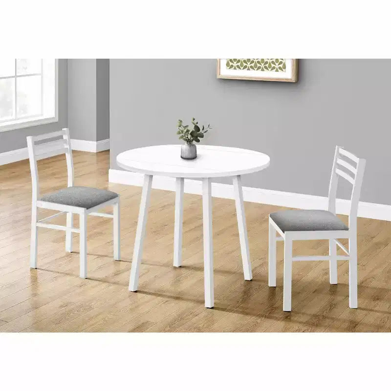 Ensemble de salle à manger vintage 3 pièces Okak avec table et chaises rembourrées pour salle à manger, restaurant, ensemble dinette rond moderne avec rallonge à rabats