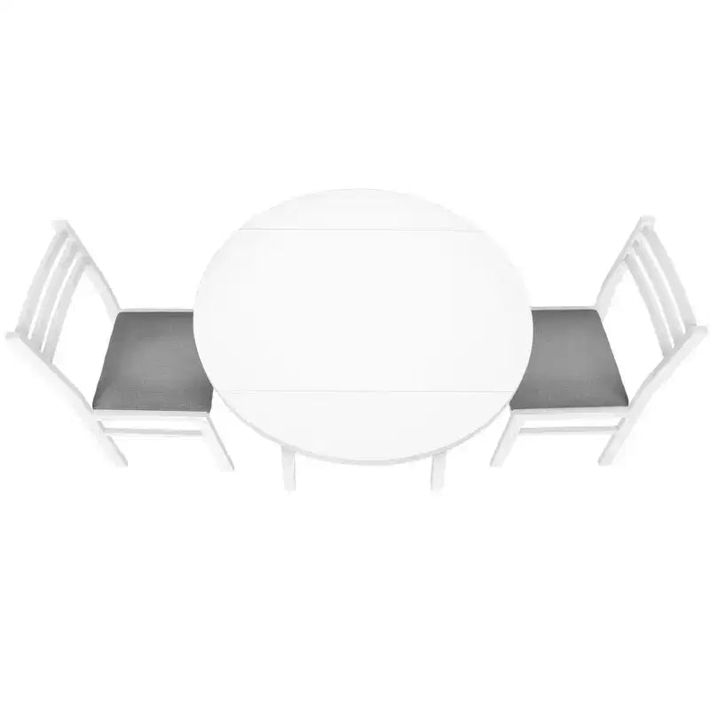 Ensemble de salle à manger vintage 3 pièces Okak avec table et chaises rembourrées pour salle à manger, restaurant, ensemble dinette rond moderne avec rallonge à rabats