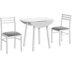 Ensemble de salle à manger vintage 3 pièces Okak avec table et chaises rembourrées pour salle à manger, restaurant, ensemble dinette rond moderne avec rallonge à rabats