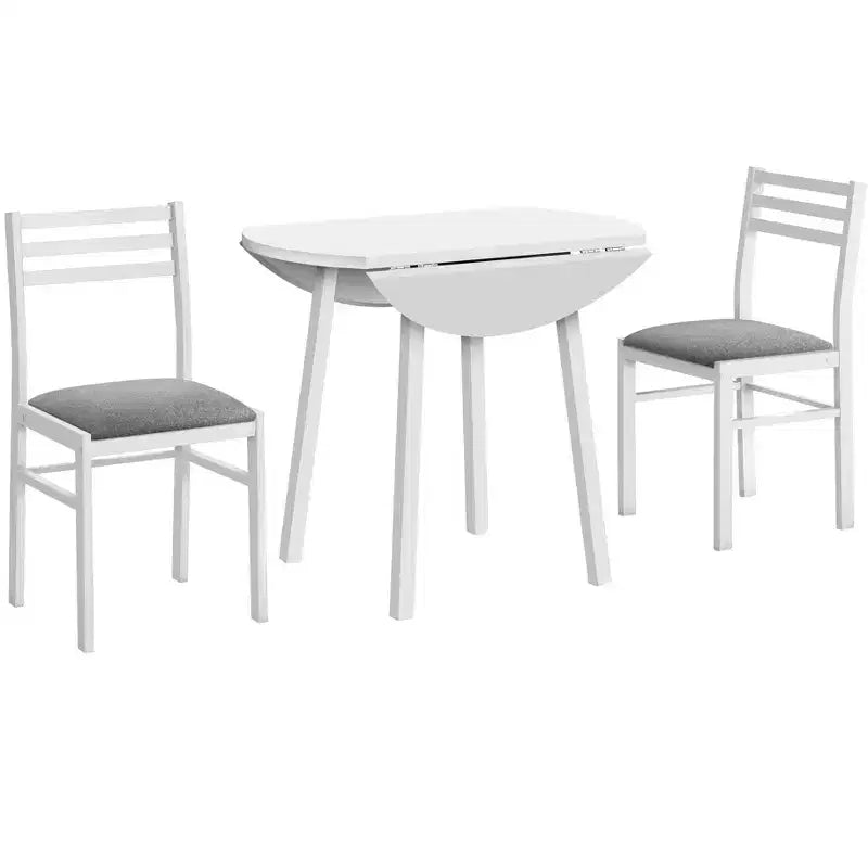 Ensemble de salle à manger vintage 3 pièces Okak avec table et chaises rembourrées pour salle à manger, restaurant, ensemble dinette rond moderne avec rallonge à rabats