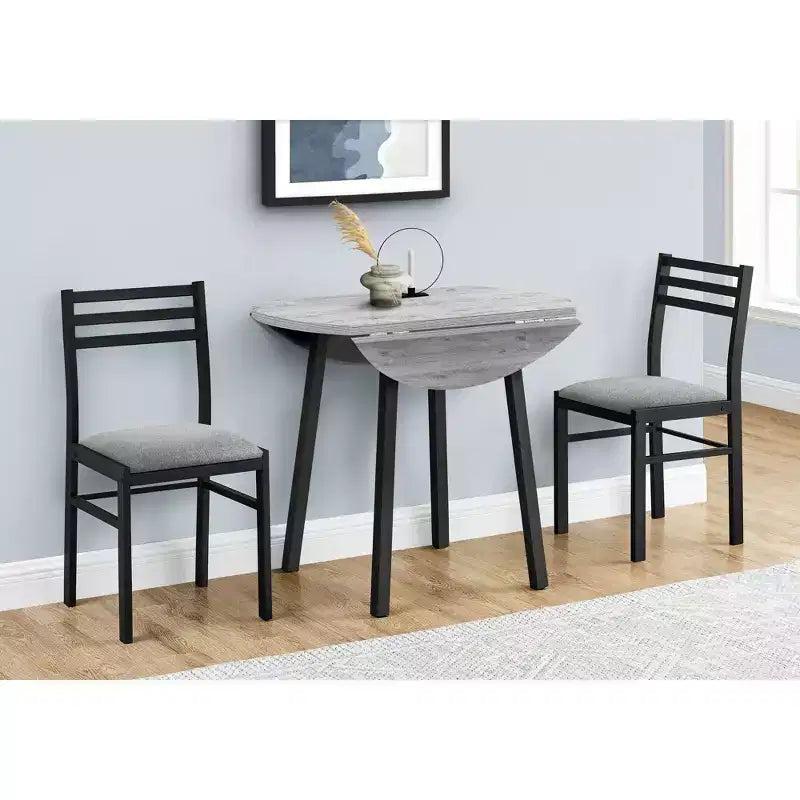 Ensemble de salle à manger vintage 3 pièces Okak avec table et chaises rembourrées pour salle à manger, restaurant, ensemble dinette rond moderne avec rallonge à rabats