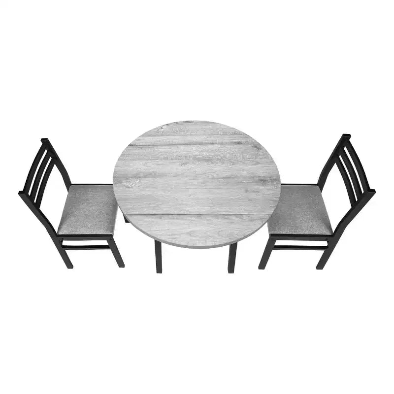 Ensemble de salle à manger vintage 3 pièces Okak avec table et chaises rembourrées pour salle à manger, restaurant, ensemble dinette rond moderne avec rallonge à rabats