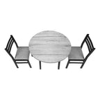 Ensemble de salle à manger vintage 3 pièces Okak avec table et chaises rembourrées pour salle à manger, restaurant, ensemble dinette rond moderne avec rallonge à rabats