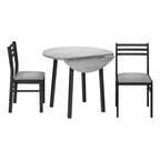 Ensemble de salle à manger vintage 3 pièces Okak avec table et chaises rembourrées pour salle à manger, restaurant, ensemble dinette rond moderne avec rallonge à rabats