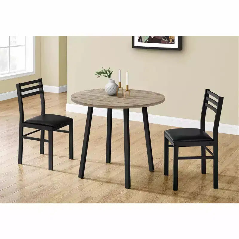 Ensemble de salle à manger vintage 3 pièces Okak avec table et chaises rembourrées pour salle à manger, restaurant, ensemble dinette rond moderne avec rallonge à rabats