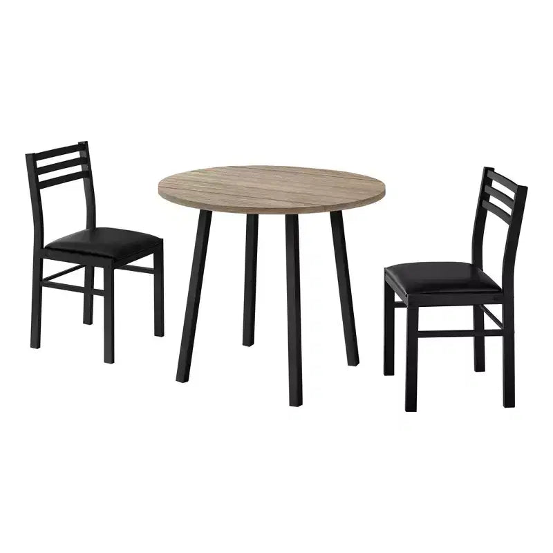 Ensemble de salle à manger vintage 3 pièces Okak avec table et chaises rembourrées pour salle à manger, restaurant, ensemble dinette rond moderne avec rallonge à rabats