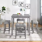 Ensemble table de bar et 4 tabourets de bar style ferme Okak 5 pièces pour cuisine, salle à manger, ensemble dînette vintage avec cadre en bois massif