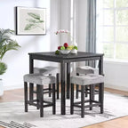 Ensemble table de bar et 4 tabourets de bar style ferme Okak 5 pièces pour cuisine, salle à manger, ensemble dînette vintage avec cadre en bois massif