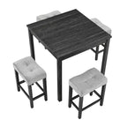 Ensemble table de bar et 4 tabourets de bar style ferme Okak 5 pièces pour cuisine, salle à manger, ensemble dînette vintage avec cadre en bois massif