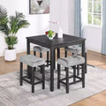 Okak 5-Piece Farmhouse Style Bar Dining Table Set & Bar Stools for Kitchen,Dining Room,Vintage Dinette Set with Solid Wood Frame