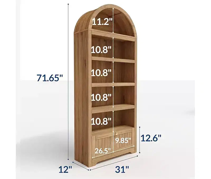 Meuble de rangement autoportant à 6 niveaux avec tiroir et étagères ouvertes, bibliothèque moderne blanche pour le salon, 180 cm de haut