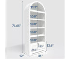 Meuble de rangement autoportant à 6 niveaux avec tiroir et étagères ouvertes, bibliothèque moderne blanche pour le salon, 180 cm de haut