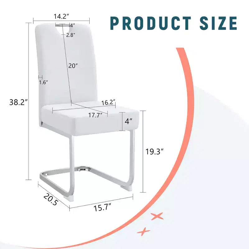 Ensemble de quatre chaises de salle à manger ergonomiques, en métal blanc et rembourrées, avec assemblage à ressort et dossier haut, convenant uniquement aux salons et aux cuisines