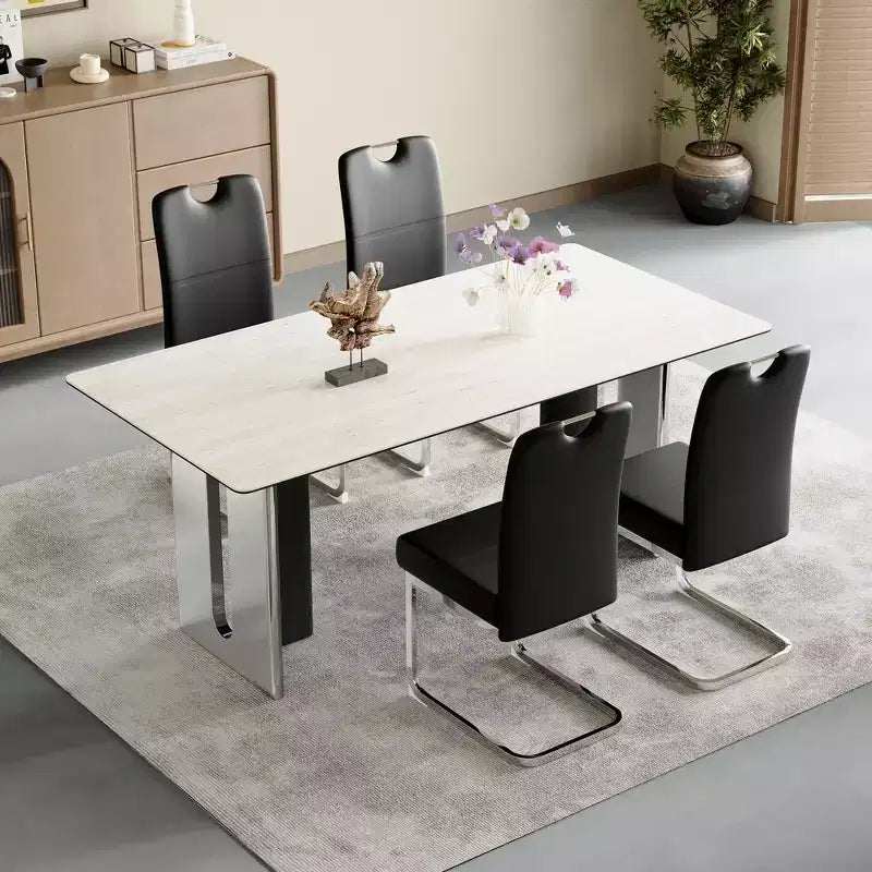 Ensemble de quatre chaises de salle à manger ergonomiques, en métal blanc et rembourrées, avec assemblage à ressort et dossier haut, convenant uniquement aux salons et aux cuisines