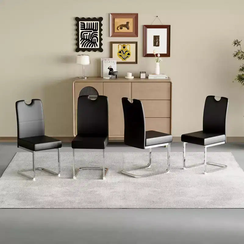 Ensemble de quatre chaises de salle à manger ergonomiques, en métal blanc et rembourrées, avec assemblage à ressort et dossier haut, convenant uniquement aux salons et aux cuisines