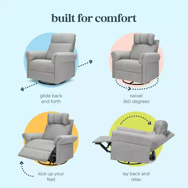 Fauteuil inclinable et planeur pivotant avec appui-tête et accoudoirs réglables