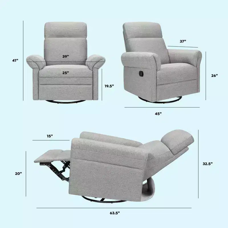 Fauteuil inclinable et planeur pivotant avec appui-tête et accoudoirs réglables