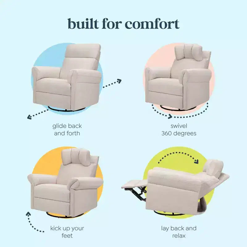 Fauteuil inclinable et planeur pivotant avec appui-tête et accoudoirs réglables