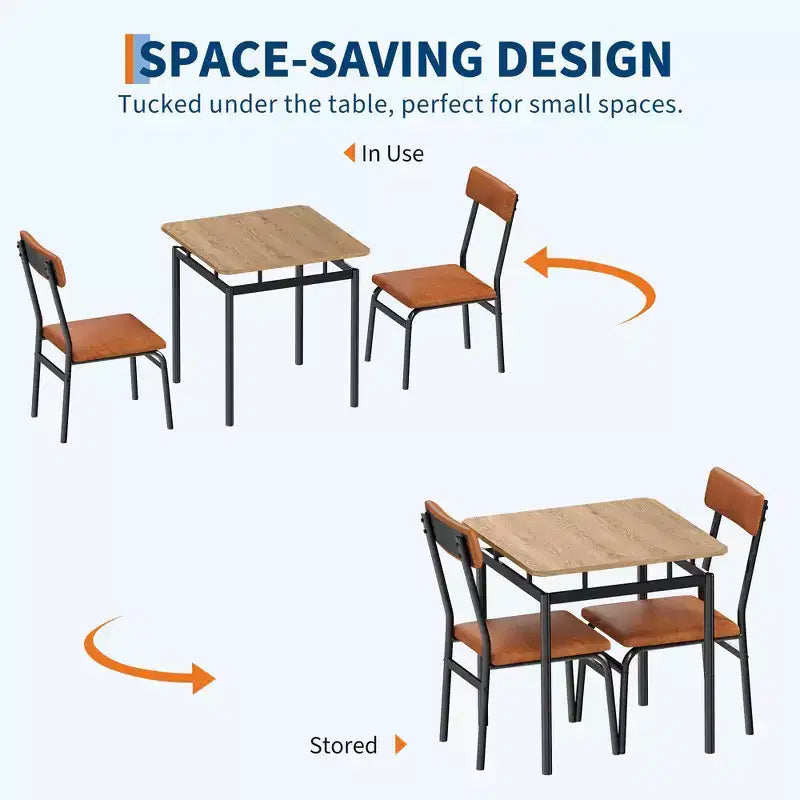 Ensemble de table à manger industrielle pour 2 personnes, table de cuisine en bois, ensemble de meubles de coin repas style ferme, pour salle à manger, appartement, studio